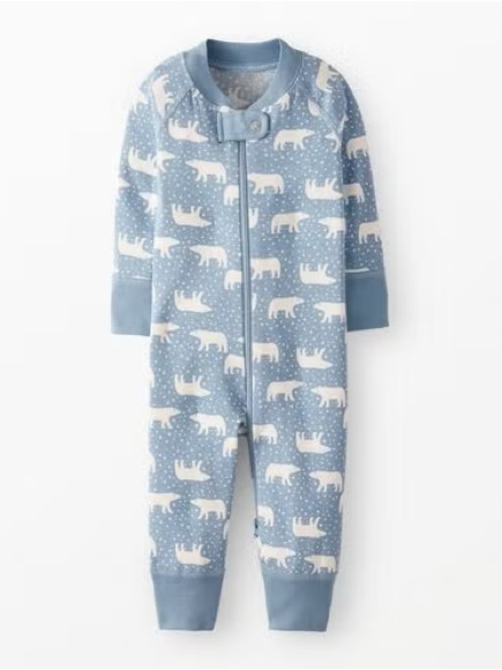 Hanna Andersson Holiday HannaJams Polar Bear Sleeper Blue Organic Cotton